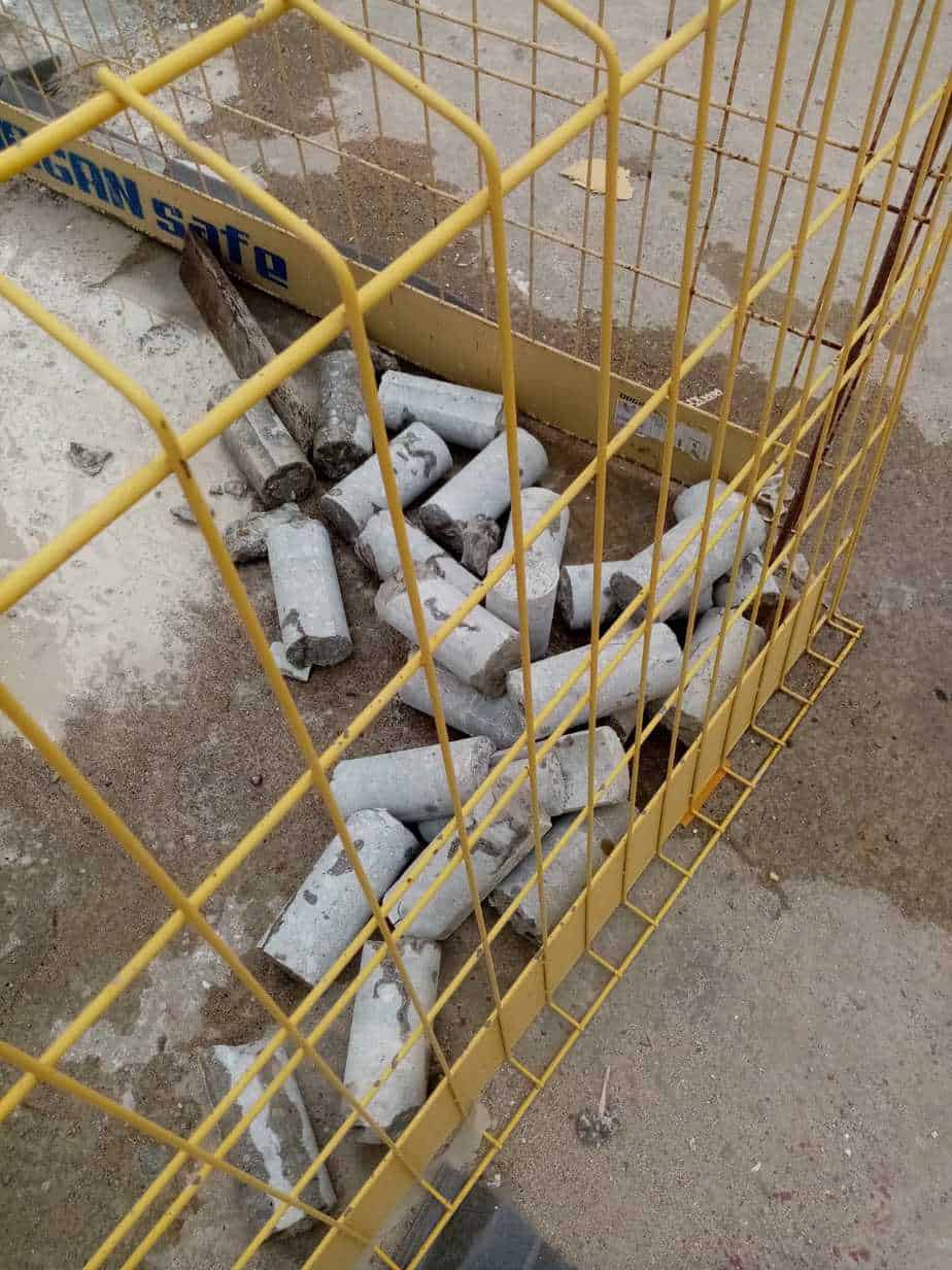 Kesim sonrası beton parçaları